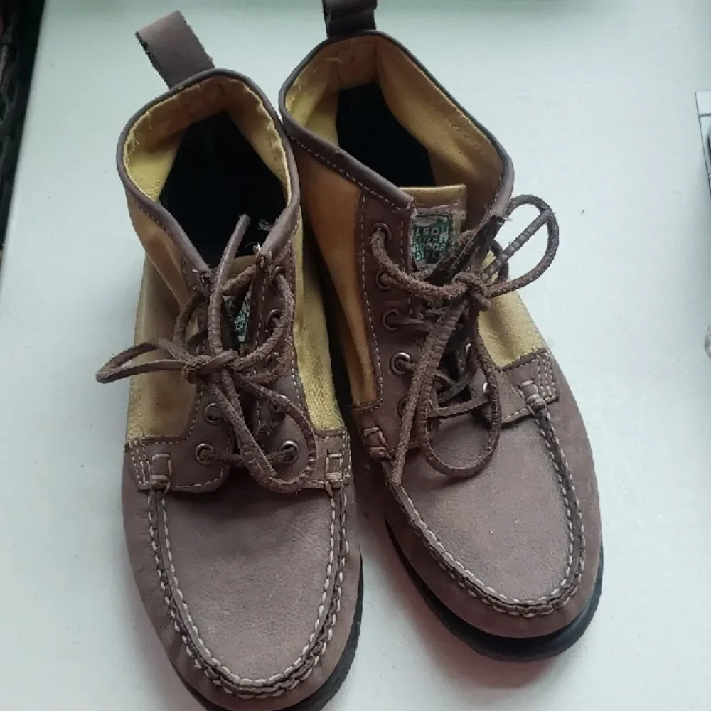 Filson Sebago Boots Tin Cloth Mens 7.5 Brown Tan Unisex Gorpcore Rugged Outdoor